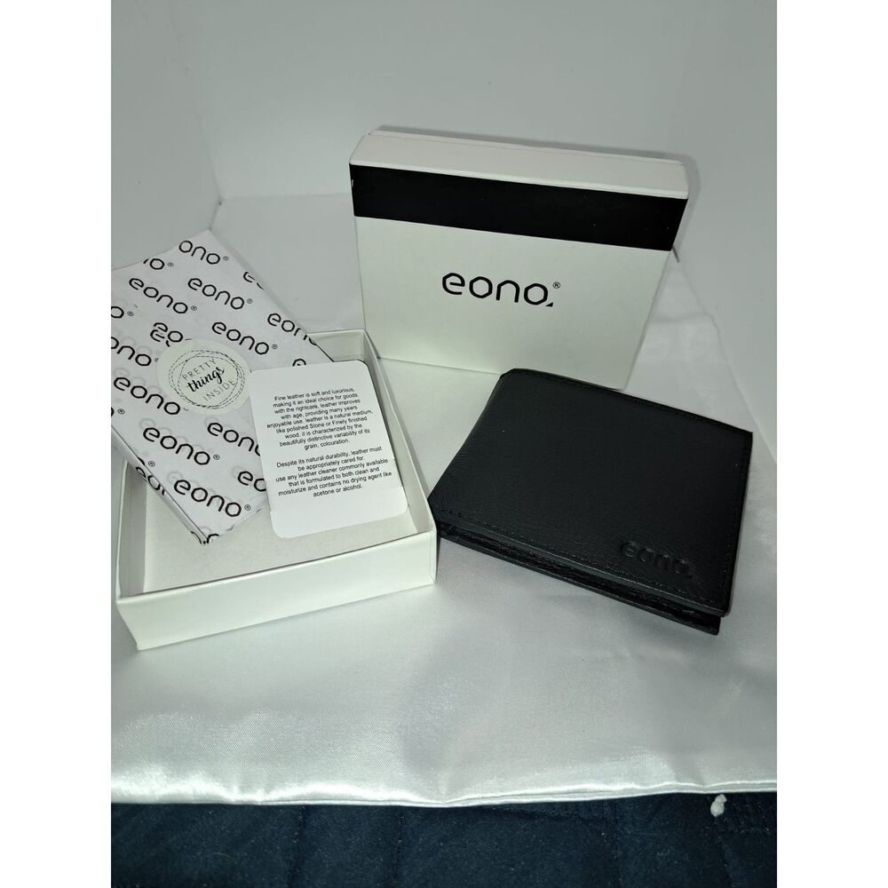 NIB- Eono Genuine Leather XL Soft & smooth Leather Black Wallet for Men